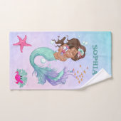 Mermaid Niedlich Blue Pink Starfish Personal Badhandtuch Set (Handtuch)