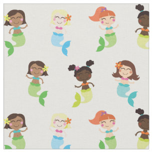Mermaid Niedlich Cartoon Kids Print Fabric Stoff