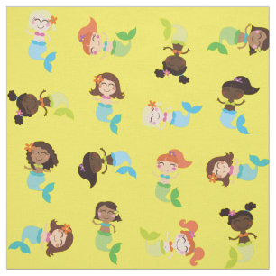 Mermaid Niedlich Cartoon Kids Print Fabric Stoff