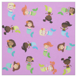 Mermaid Niedlich Cartoon Kids Print Fabric Stoff