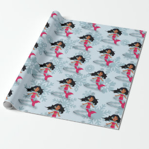 Mermaid Niedlich Girl Whimsical Snowflakes Geschenkpapier