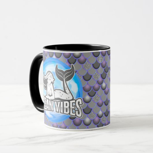 Mermaid Niedlich Grau Tasse (Vorderseite Links)
