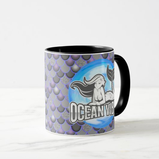 Mermaid Niedlich Grau Tasse (VorderseiteRechts)