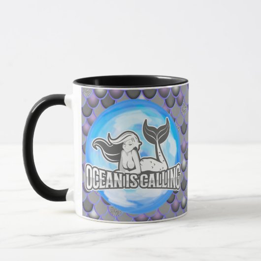 Mermaid Niedlich Grau Tasse (Links)