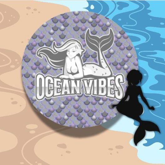 Mermaid Niedlich Gray Classic Round Sticker