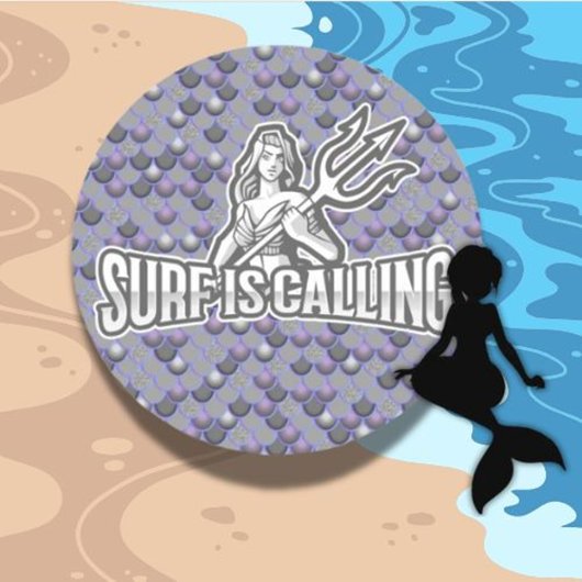 Mermaid Niedlich Gray Classic Round Sticker