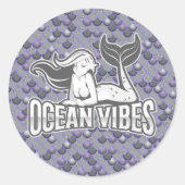 Mermaid Niedlich Gray Classic Round Sticker (Vorderseite)