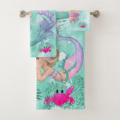 Mermaid Niedlich Green Starfish Personal Badhandtuch Set (Insitu)