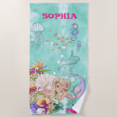 Mermaid Niedlich Green Starfish Personal Strandtuch (Vorderseite)