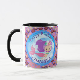 Mermaid Niedlich Happy BIRTHDAY lila Tasse