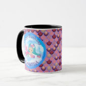 Mermaid Niedlich Happy BIRTHDAY lila Tasse (Vorderseite Links)