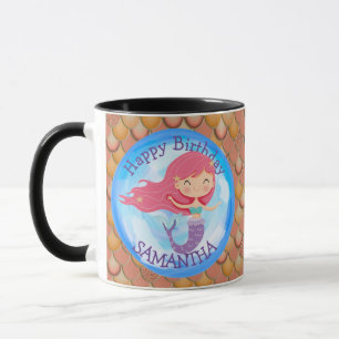 Mermaid Niedlich Happy BIRTHDAY PINK Tasse
