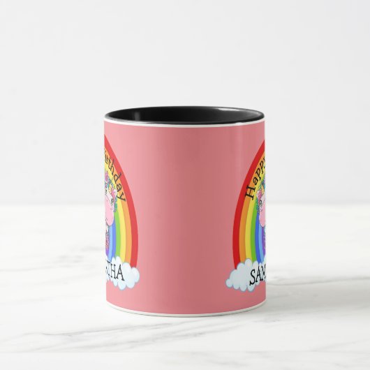 Mermaid Niedlich Happy BIRTHDAY Pink Tasse (Zentrum)