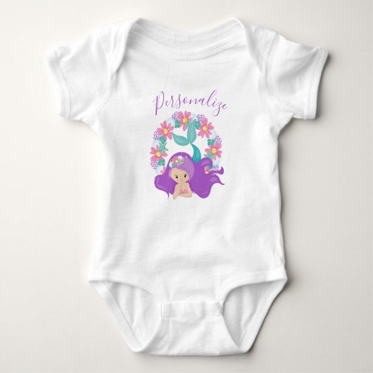 Mermaid Niedlich Little Girl Meerjungfrau Purple B Baby Strampler (Vorderseite)