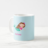 Mermaid Niedlich Personalisiert Blue Kaffeetasse (Vorderseite Links)