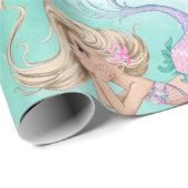Mermaid Niedlich Pink Blue Gift Geschenkpapier (Rolleneckpunkt)