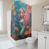 Mermaid Niedlich Pink Duschvorhang (Beispiel)