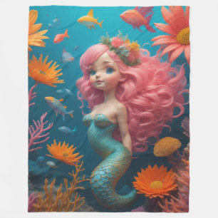 Mermaid Niedlich Pink Fleecedecke