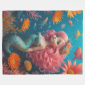 Mermaid Niedlich Pink Fleecedecke (Vorderseite (Horizontal))