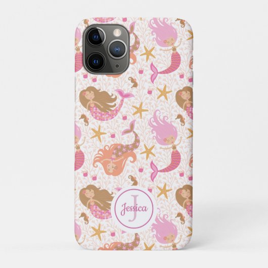 Mermaid Niedlich Pink Girl Monogram Case-Mate iPhone Hülle (Rückseite)