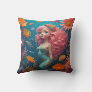 Mermaid Niedlich Pink Kissen