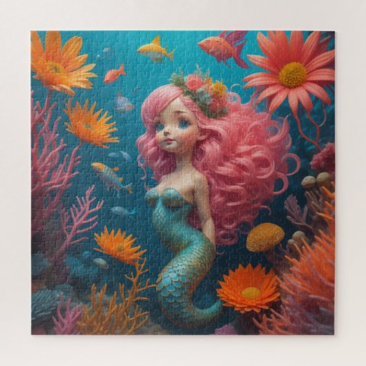 Mermaid Niedlich Pink Puzzle (Vertikal)