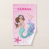 Mermaid Niedlich Pink Starfish Dark Hair Personal Badhandtuch Set (Handtuch)