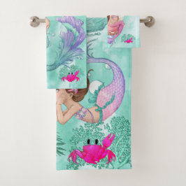 Mermaid Niedlich Pink Starfish Personal Badhandtuch Set