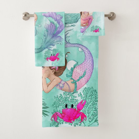 Mermaid Niedlich Pink Starfish Personal Badhandtuch Set (Insitu)