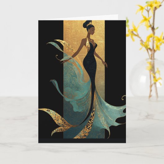 MERMAID NOIR SERIE #1  KARTE (Gelbe Blume)