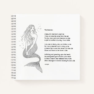 Mermaid-Notebook mit Gedicht "The Dreamer" Notizblock