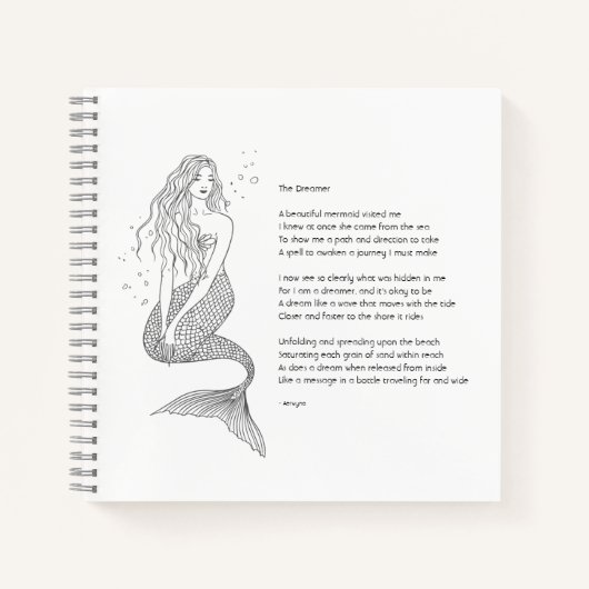 Mermaid-Notebook mit Gedicht "The Dreamer" Notizblock (Vorderseite)