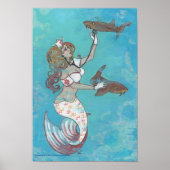 Mermaid Nurse Shark Fantasy Art Print Poster (Vorne)