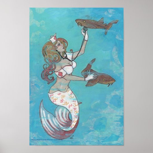 Mermaid Nurse Shark Fantasy Art Print Poster (Vorne)