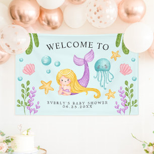 Mermaid Ocean Baby Dusche Begrüßungsbanner Banner