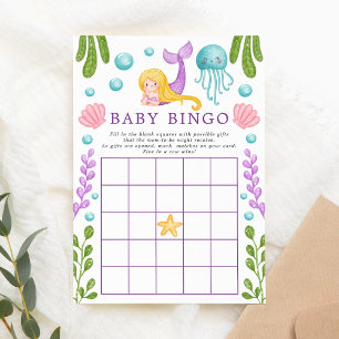 Mermaid Ocean Baby Shower Bingo Game Einladung