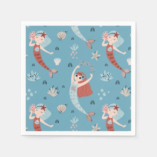 Mermaid Ocean Beach Party Geburtstag Kind Serviette (Vorderseite)