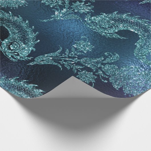 Mermaid Ocean Glitzer Blue Navy Aquamarin Sea Life Geschenkpapier (Ecke)
