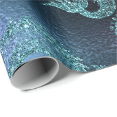 Mermaid Ocean Glitzer Blue Navy Aquamarin Sea Life Geschenkpapier (Rolleneckpunkt)