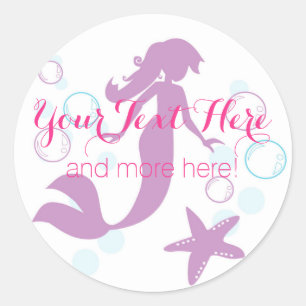 Mermaid Ocean Nautical Party Babydusche Vielen Dan Runder Aufkleber