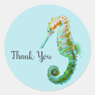 Mermaid Ocean Seepferd Party Danke Stickers