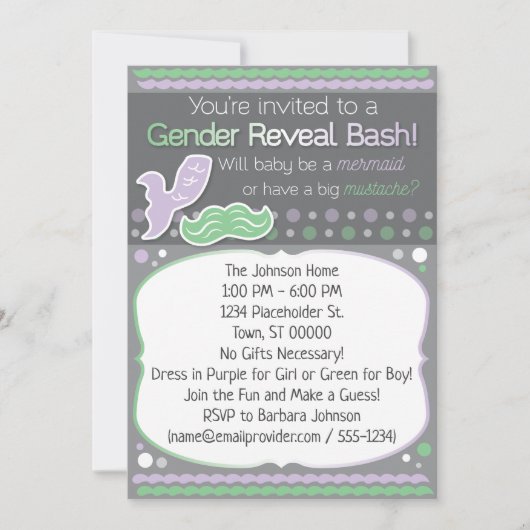 Mermaid oder Mustache Gender Reveal (Vorderseite)