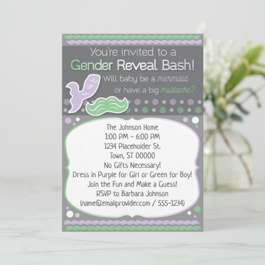 Mermaid oder Mustache Gender Reveal (Stehend Vorderseite)