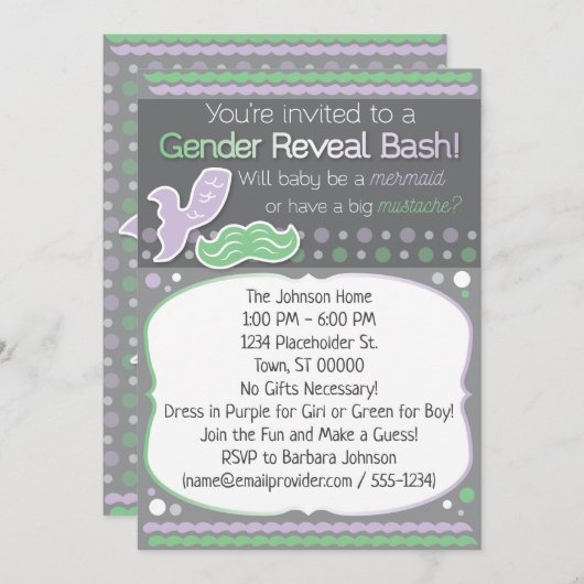 Mermaid oder Mustache Gender Reveal (Vorne/Hinten)