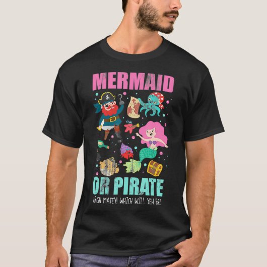 Mermaid oder Pirate Gender Reveal T-Shirt (Vorderseite)