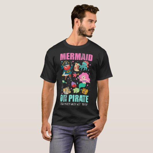 Mermaid oder Pirate Gender Reveal  T-Shirt (Vorne ganz)