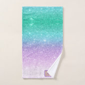 Mermaid Ombre Glitzer Individuelle Name Badetuch S Badhandtuch Set (Handtuch)