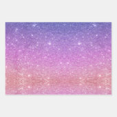 Mermaid Ombre + Iridescent Rainbow Glitzer Geschen Geschenkpapier Set (Vorderseite 2)