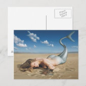 Mermaid On Beach Postcard Postkarte (Vorne/Hinten)