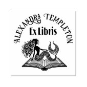 Mermaid on Open Book with Ex Libris Name Permastempel (Design)